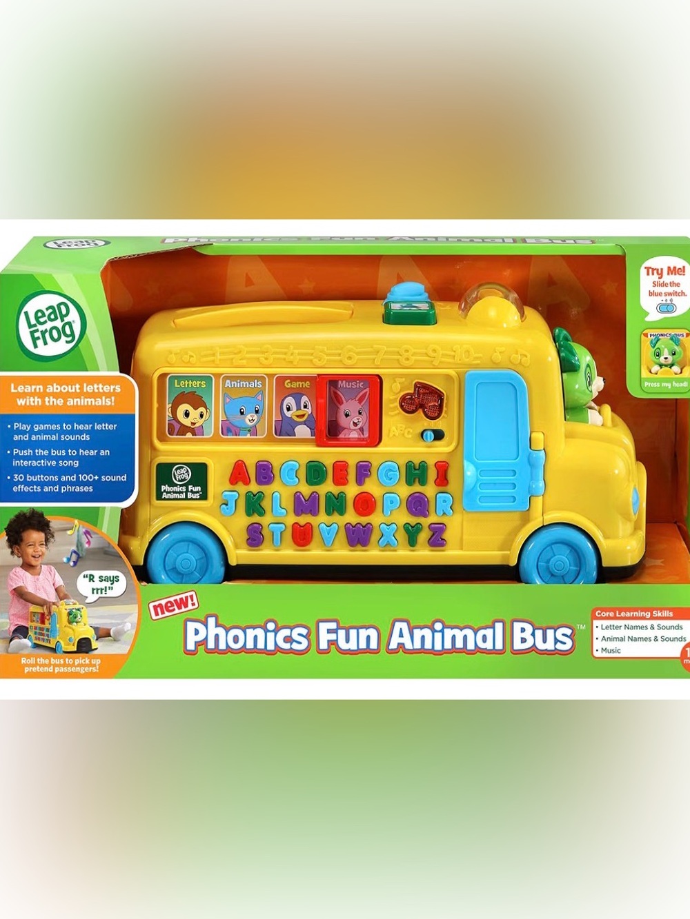 LeapFrog Phonics Fun Animal Bus - Yellow Alphabet Learning Toy